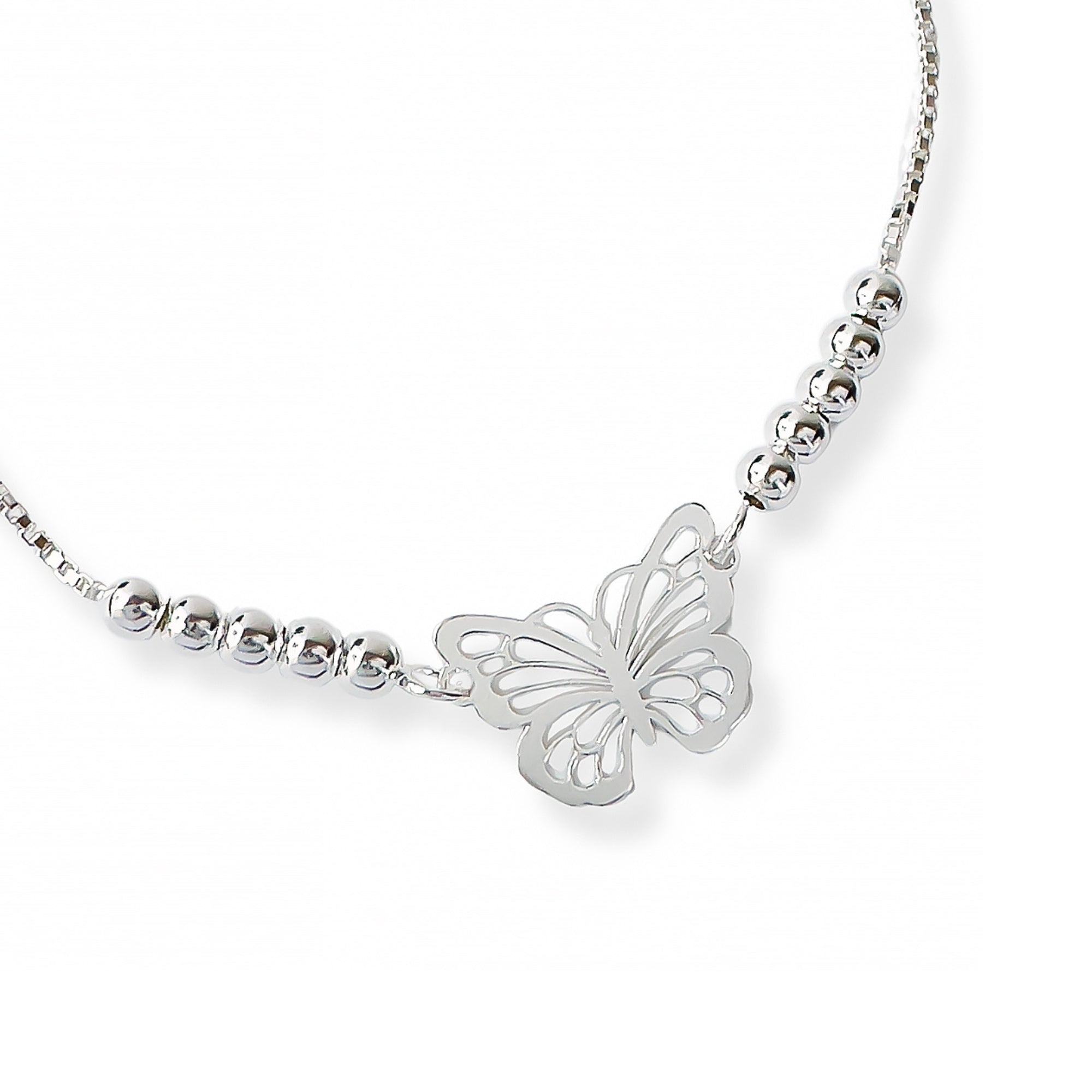 pulsera mariposa al detalle con sistema regulable plata 925 elaborada en plata 925 de AMBAR Joyería Fina