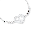 pulsera corazon mis amores con bolitas al detalle y sistema regulable elaborada en plata 925 de AMBAR Joyería Fina