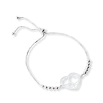 pulsera corazon mis amores con bolitas y sistema regulable elaborada en plata 925 de AMBAR Joyería Fina