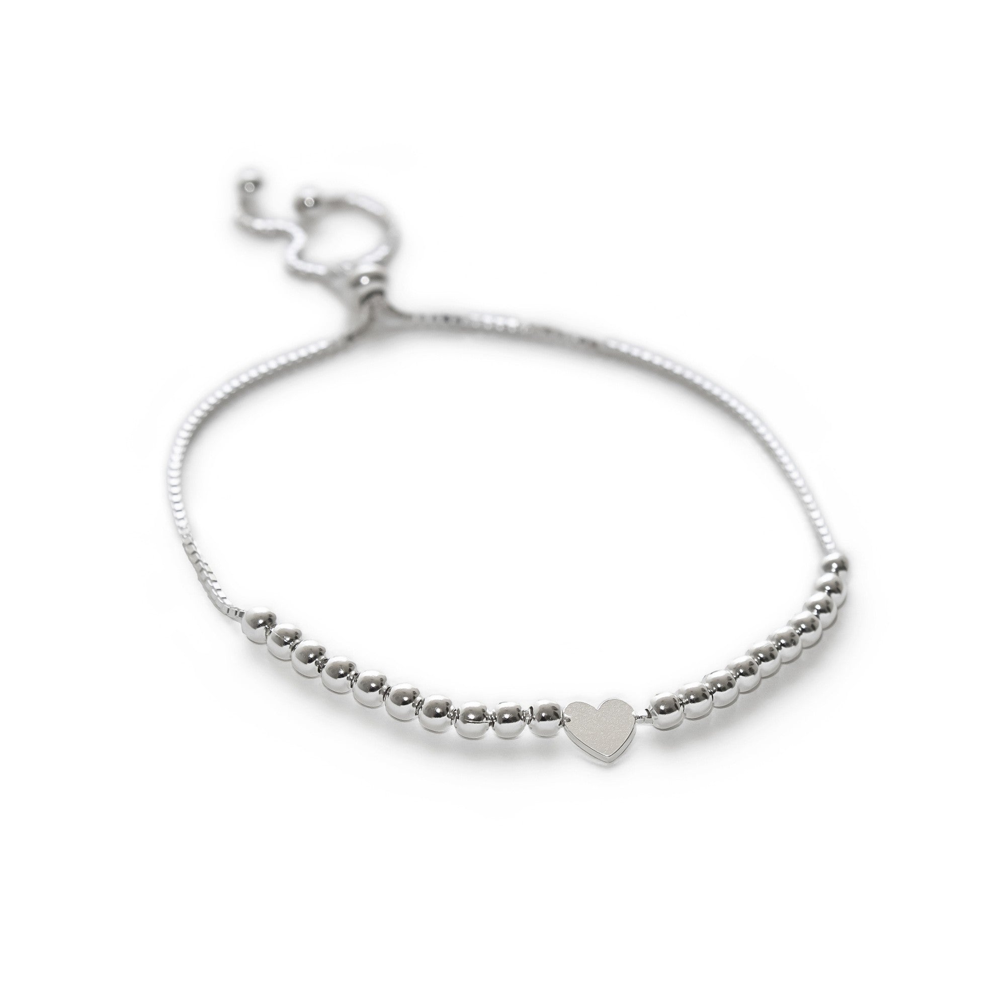 pulsera corazon morela con sistema regulable elaborada en plata 925 de AMBAR Joyería Fina