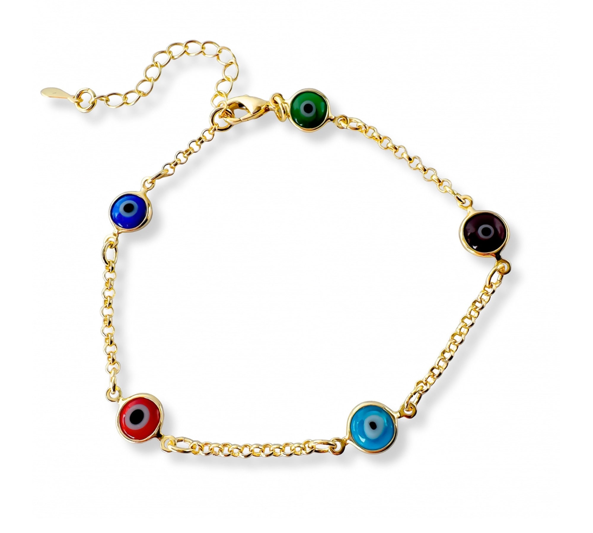 Pulsera Ojo Turco Colorido en Oro Laminado de 18K de AMBAR Joyería Fina