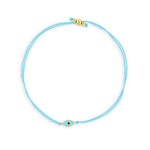 Pulsera hilo celeste ojo protector enchapada en oro 18K de AMBAR joyería fina