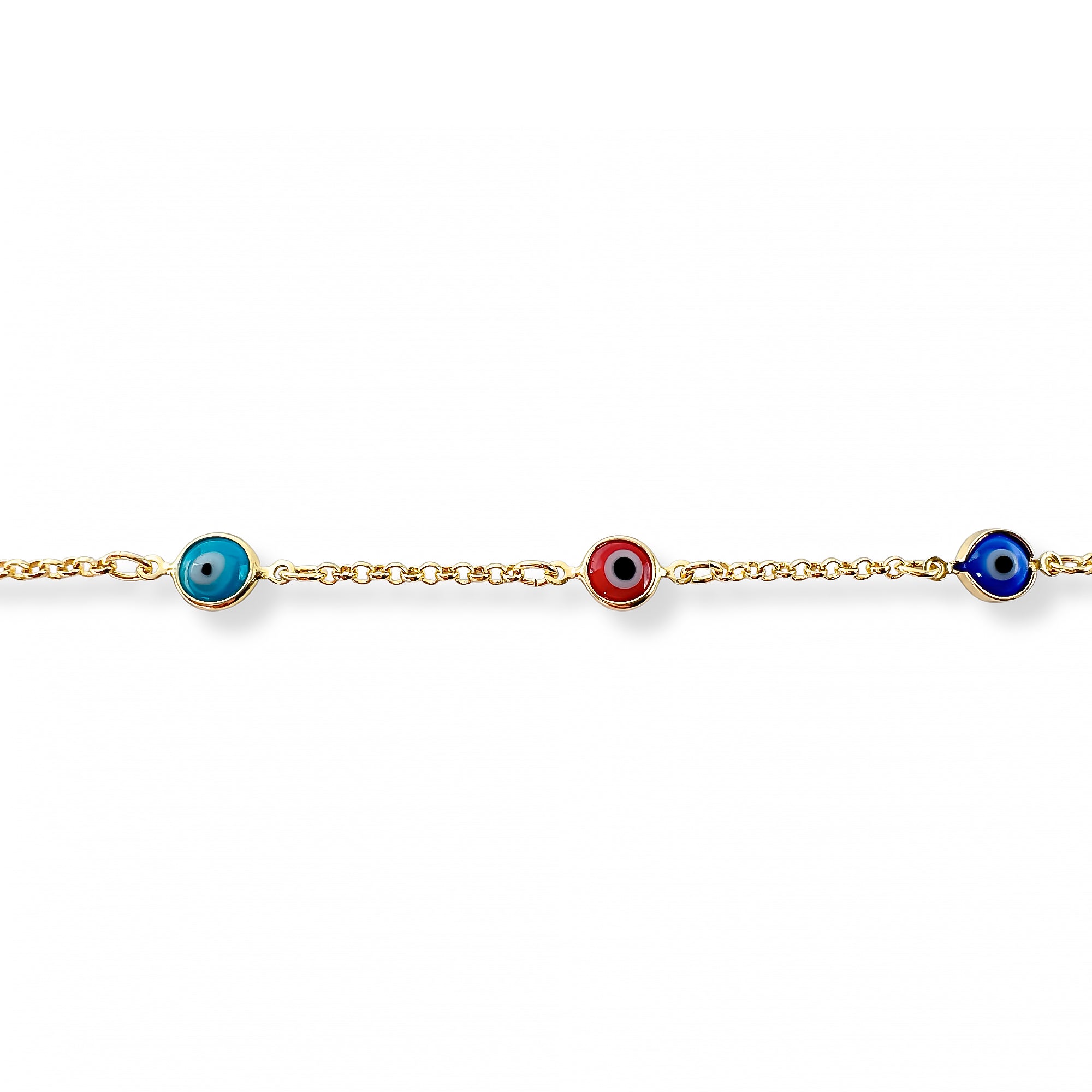 pulsera ojo turco al detalle elaborada en oro laminado de AMBAR joyería fina