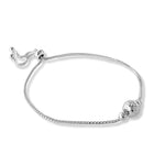 pulsera bolita facetadas con sistema de ajuste regulable elaborada en plata 925 de AMBAR Joyería Fina