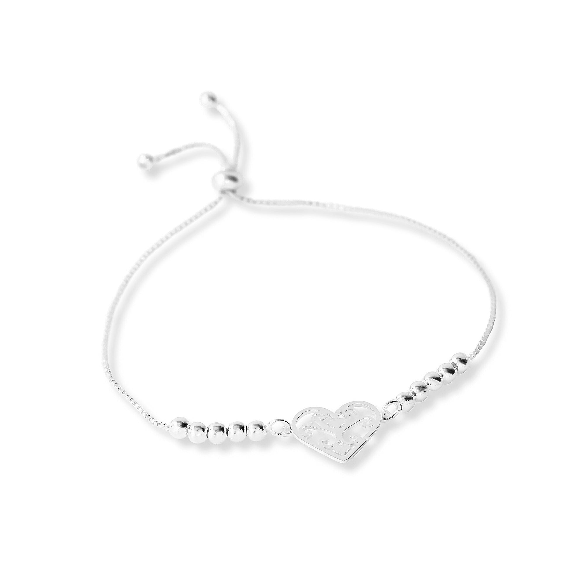 pulsera con sistema regulable y dije de corazones 3 en 1 elaborada en plata 925 de AMBAR Joyería Fina