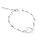 Pulsera Satelite con corazon calado y bolitas elaborado en plata 925 para AMBAR joyería