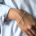 pulsera satelite de bolitas cadena colita de ratón en modelo elaborada en plata 925 de AMBAR joyería