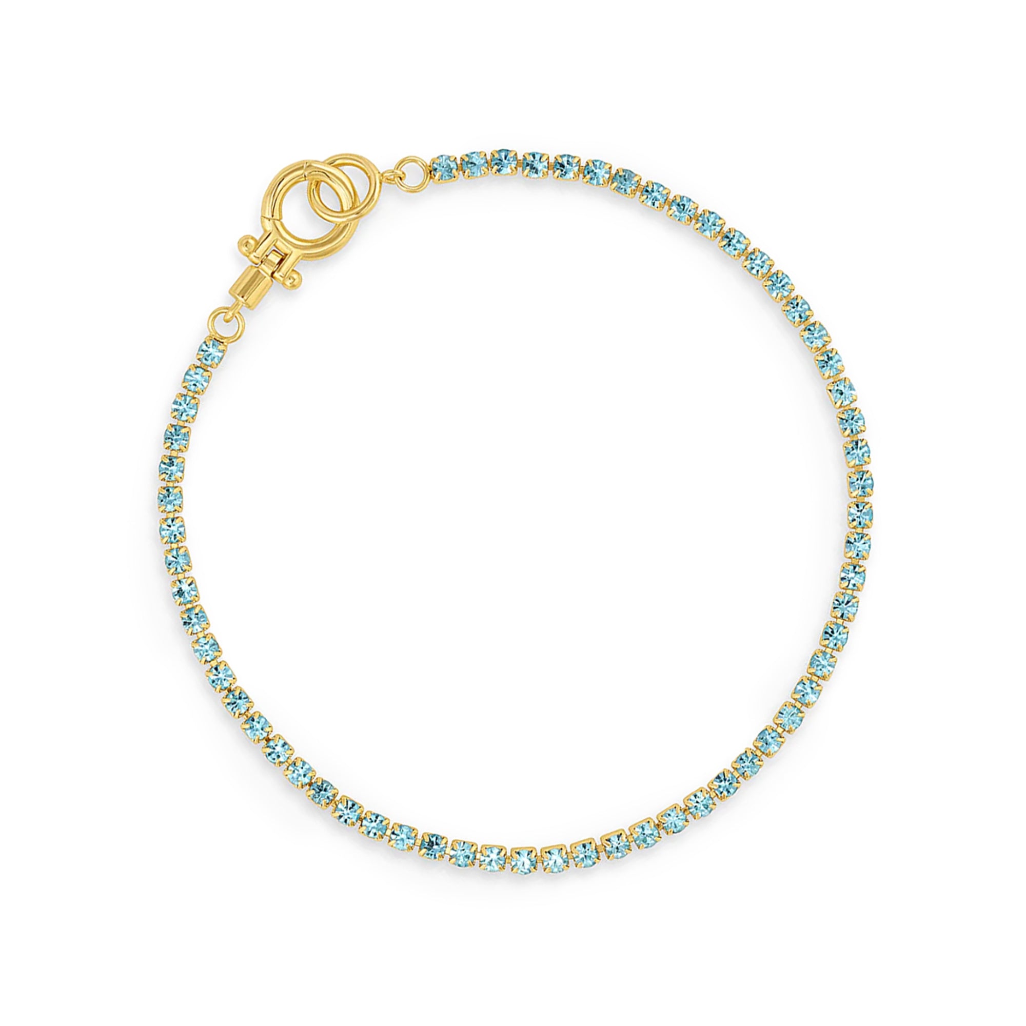 Pulsera tennis lexi circonita celeste enchapada en oro 18K de AMBAR joyería fina