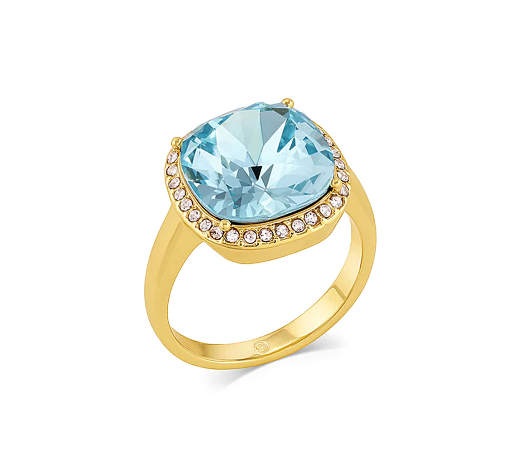 Anillo princesa triana de cristal celeste enchapado en oro de 18K de AMBAR Joyería Fina