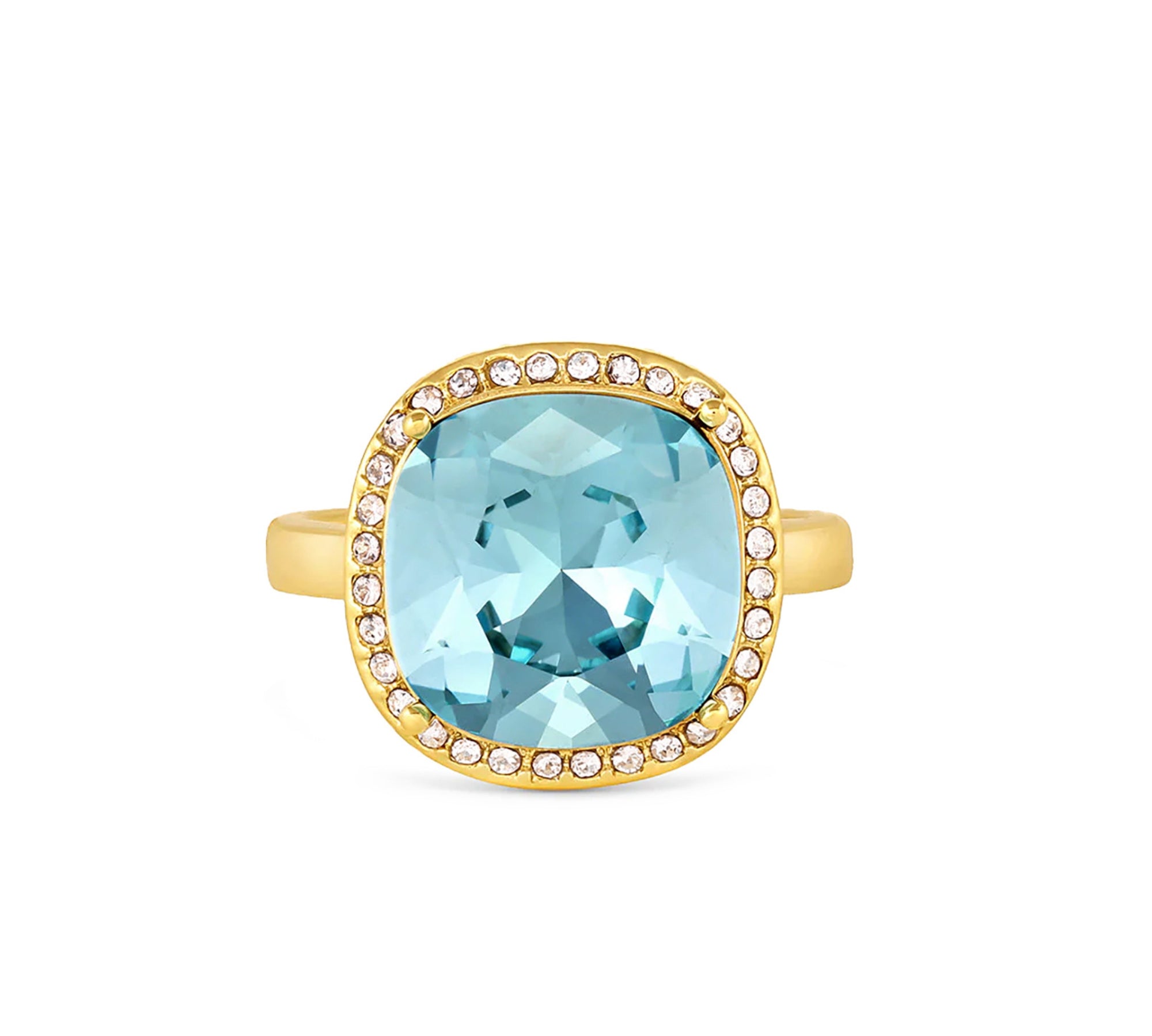 Anillo triana de cristal celeste enchapado en oro de 18K de AMBAR Joyería Fina