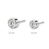 Aretes punto de luz biselado tamaños varios elaborados en plata 925 de AMBAR joyería fina