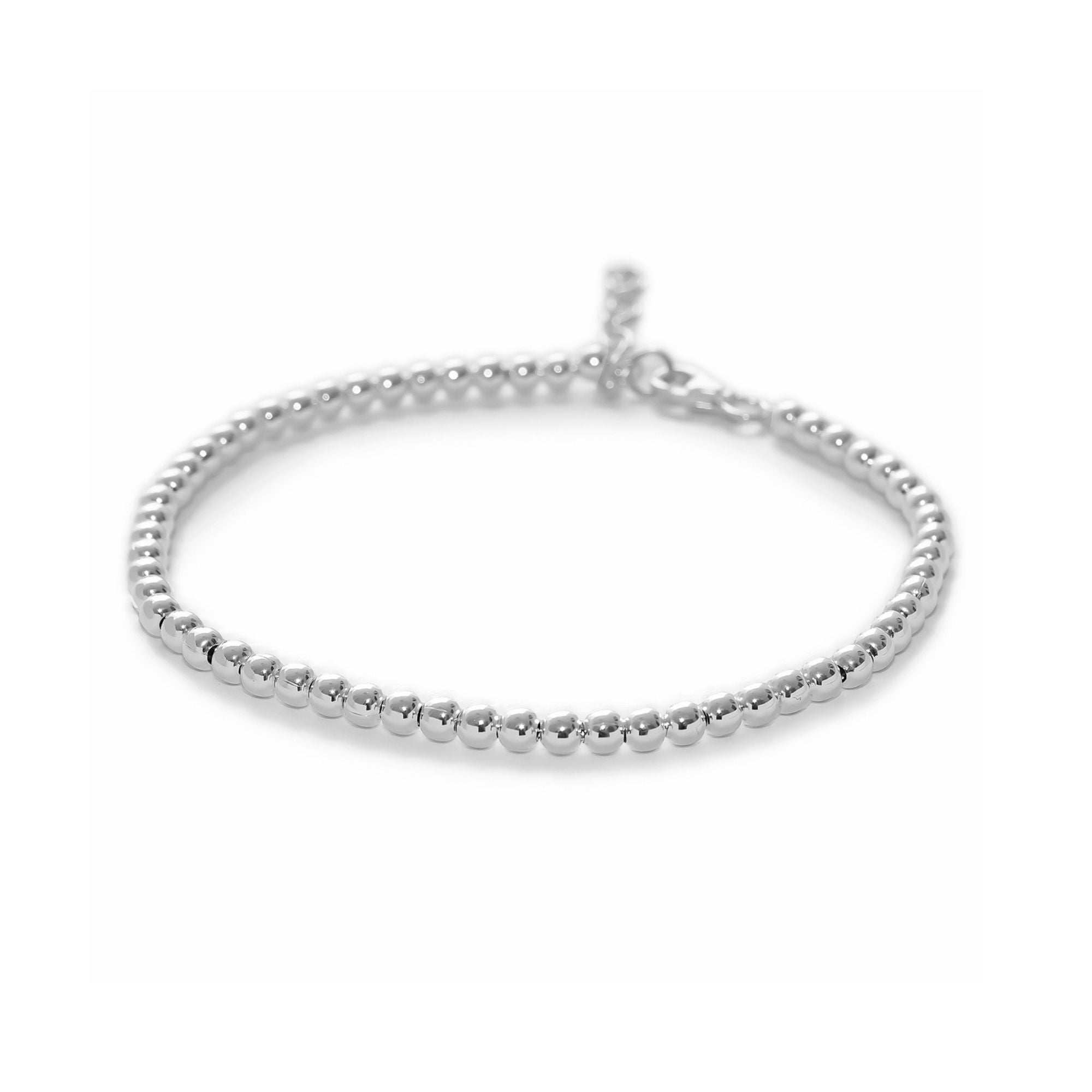 Pulsera Mandy con broche y bolitas de 3 mm elaborada en plata 25 de AMBAR Joyería