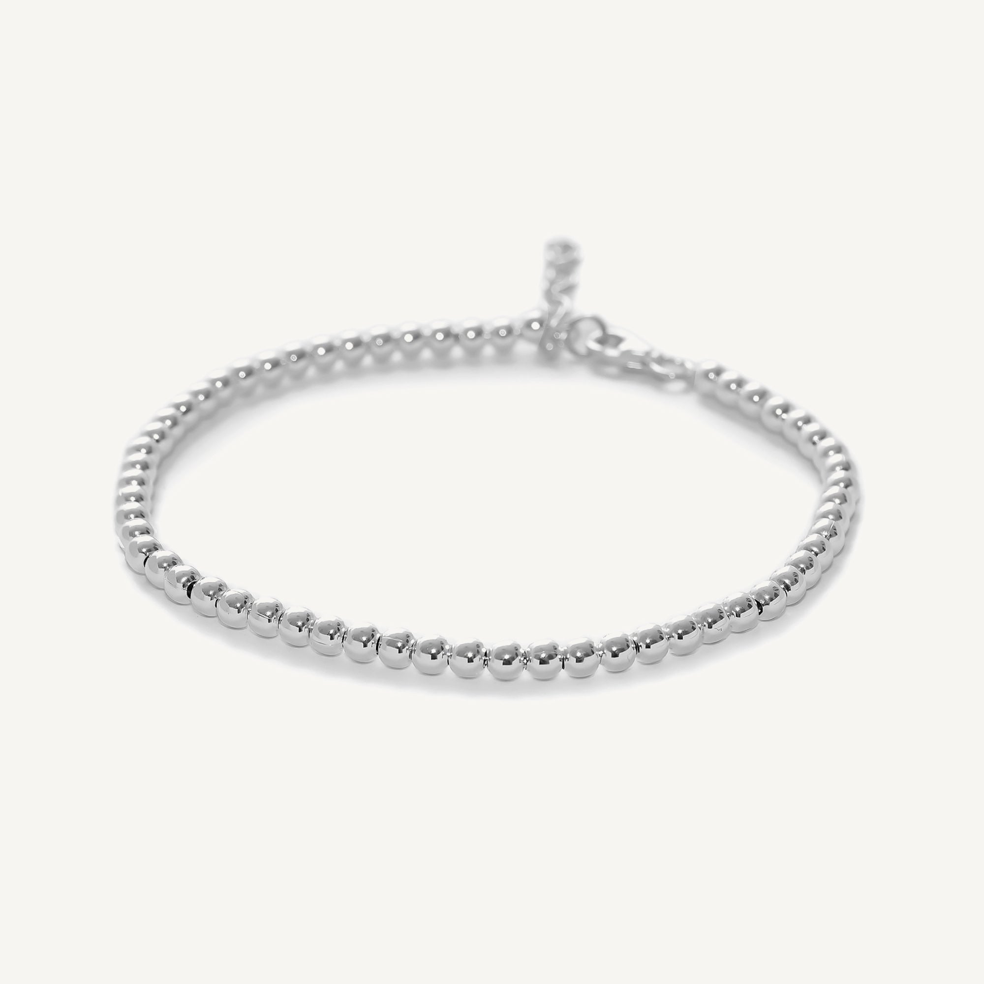 Pulsera Mandy con broche y bolitas de 3 mm elaborada en plata 25 de AMBAR Joyería