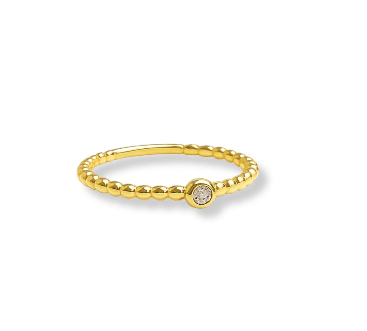 Anillo ajustable de bolitas de cristal y oro laminado para mujer de Ambar joyería