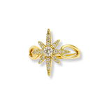 anillo estrella polar con cristales elaborado  en oro laminado de AMBAR Joyería