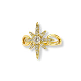 anillo estrella polar con cristales elaborado  en oro laminado de AMBAR Joyería