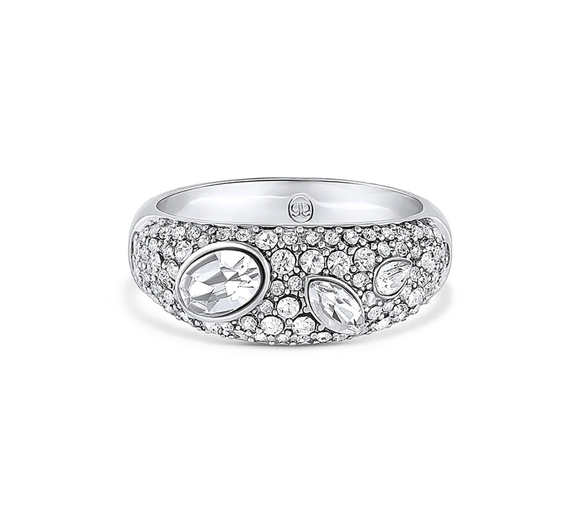Anillo Kingston con cristales enchapado en rodio de AMBAR Joyería Fina