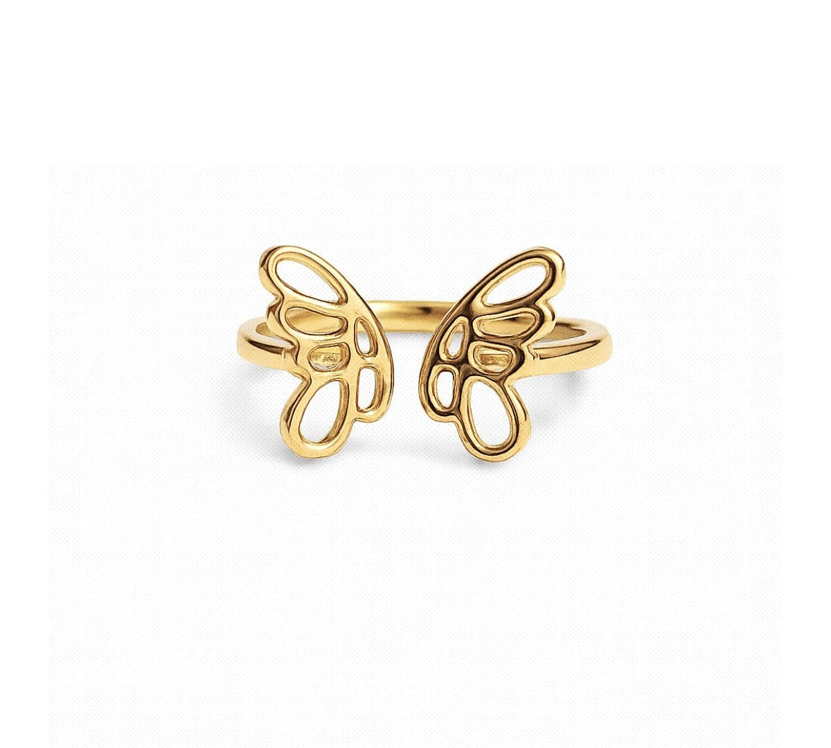 Anillo mariposa abierto de oro laminado de perfil para mujer de Ambar Joyeriía