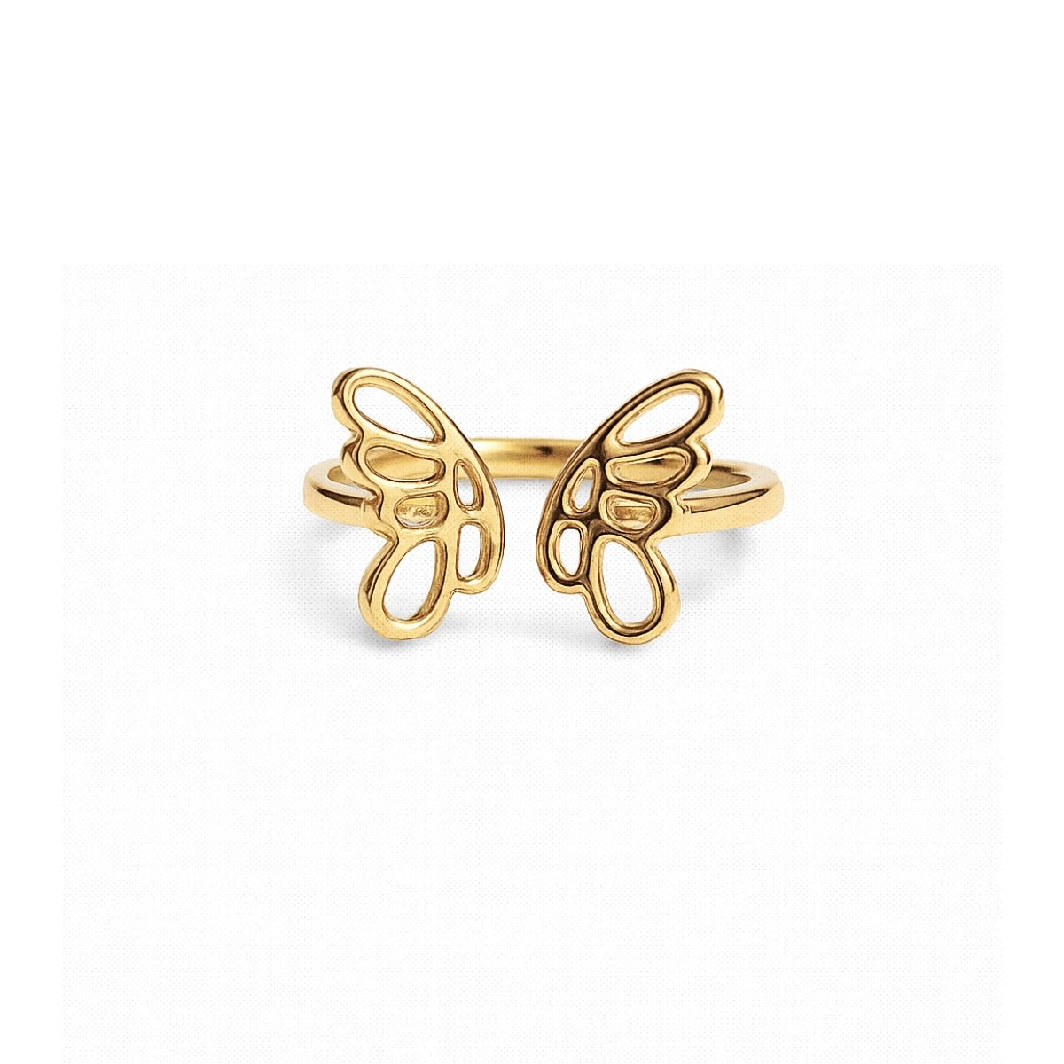 Anillo mariposa abierto de oro laminado de perfil para mujer de Ambar Joyeriía