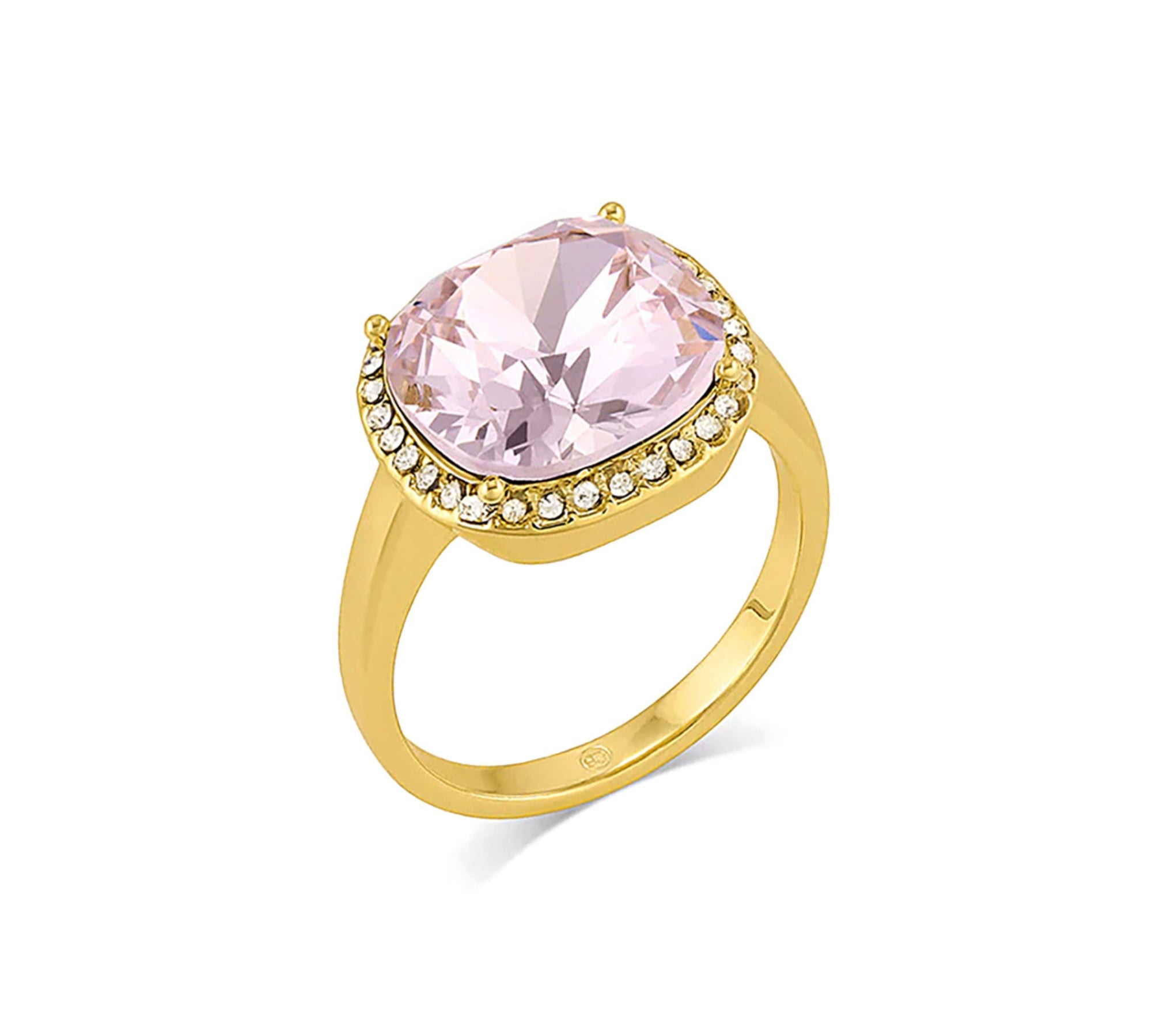 Anillo princesa con cristal rosa enchapado en oro de 18K de AMBAR Joyería Fina