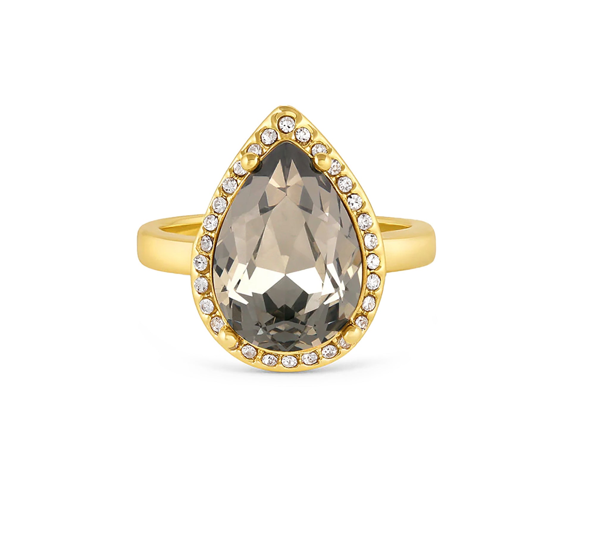 Anillo princess de cristal ahumado enchapado en oro de 18K de AMBAR Joyería Fina