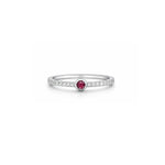 Anillo semi rivier de plata 925 con acabado de rodio e hilera de circonitas brillantes.