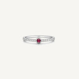 Anillo Semi Rivier Red Point Rodio