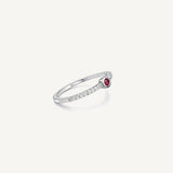 Anillo Semi Rivier Red Point Rodio