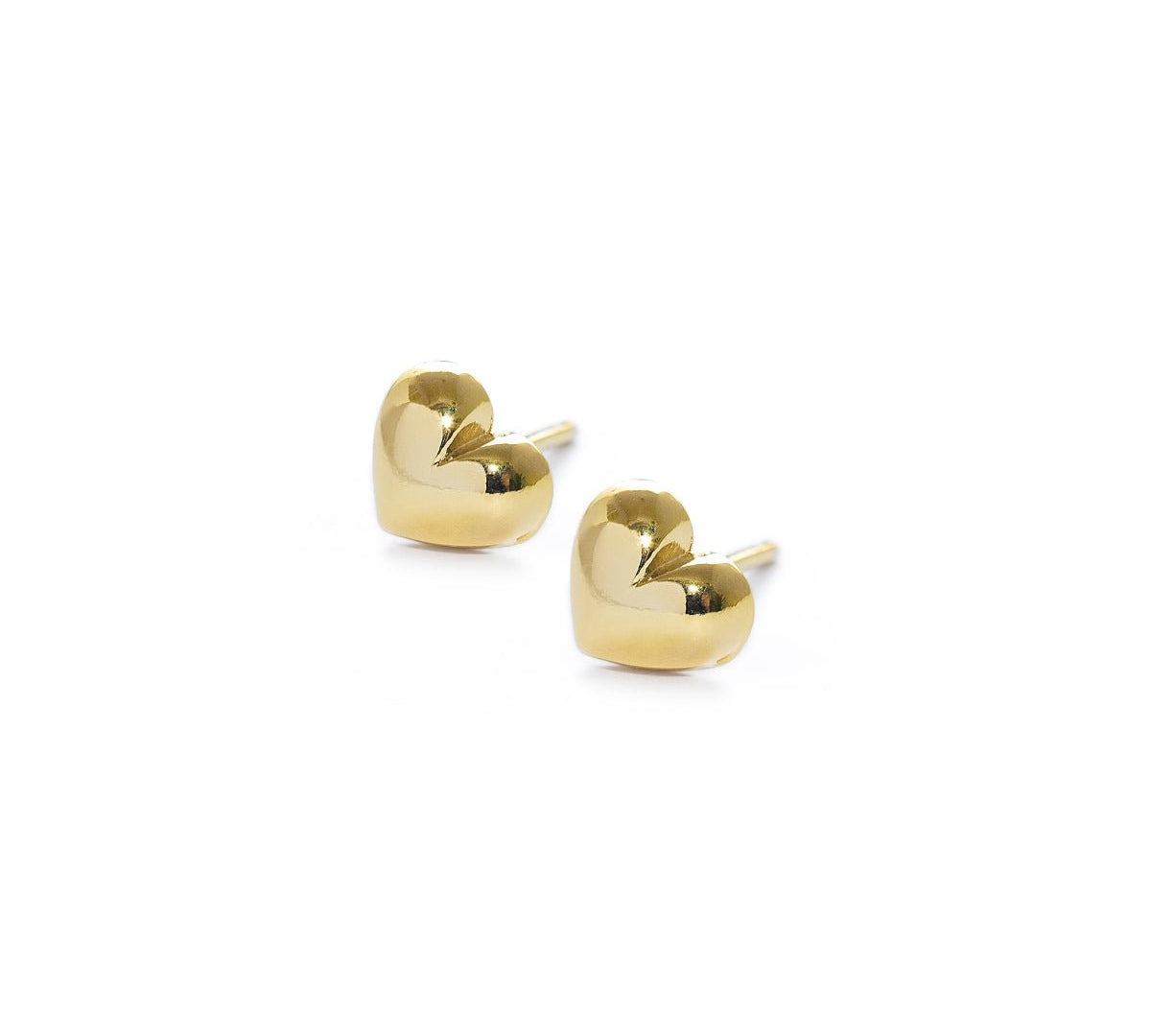 arete corazon bombe de 0.5 cm elaborado en oro laminado de AMBAR Joyería