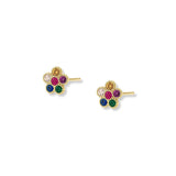arete roseta florecita rainbow de lado elaborado en oro laminado de AMBAR Joyería