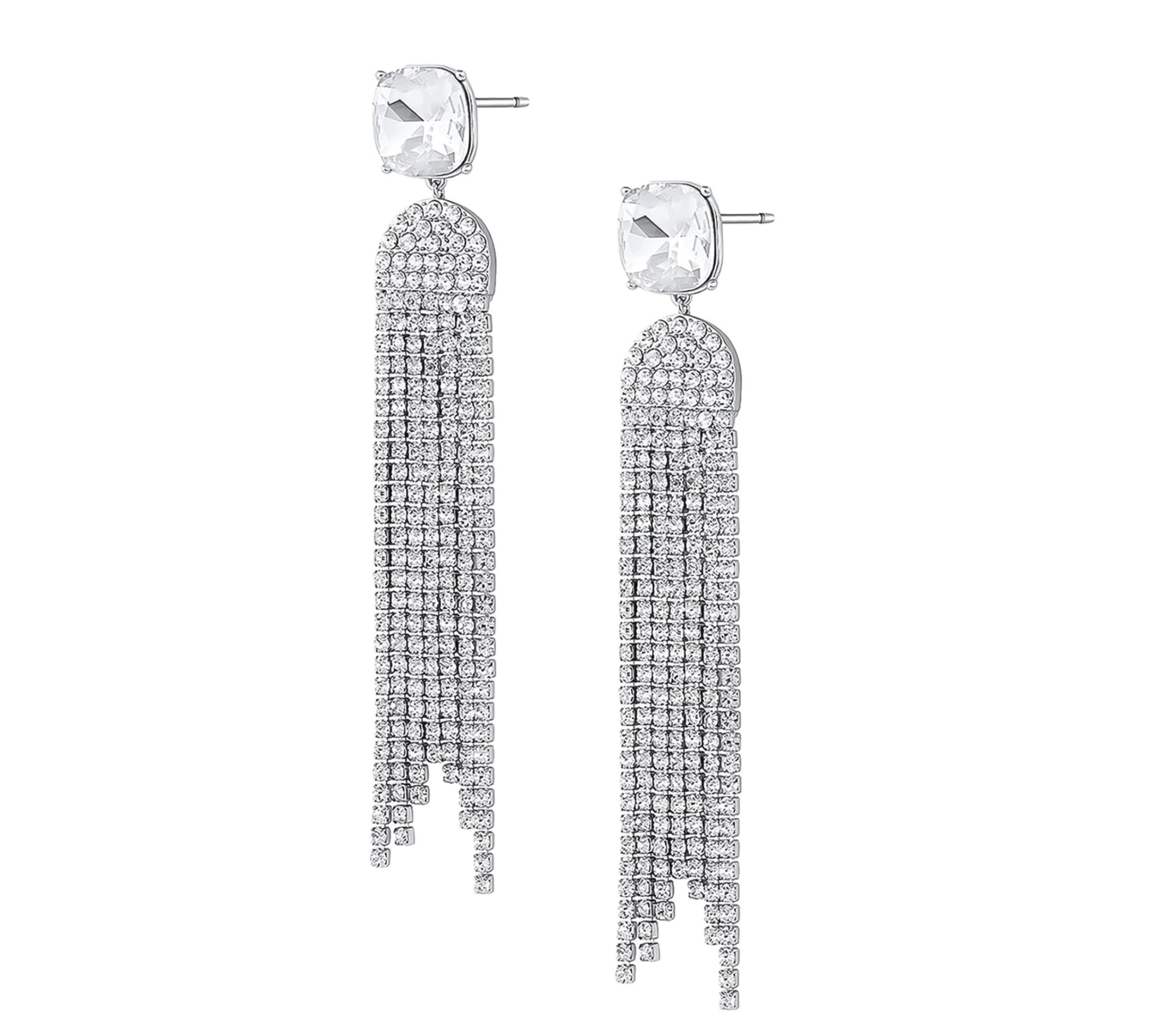 Arete  kingston con cristales enchapado en rodio de AMBAR Joyería Fina
