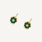 Aretes Roseta Verde Esmeralda