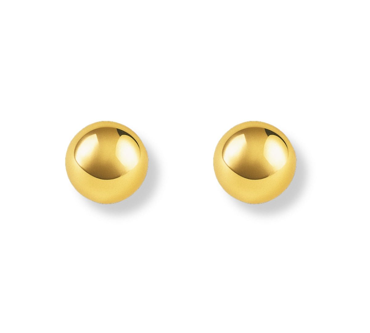 Aretes de broquel Tita, diseño de bola lisa de 10mm, grandes, en acabado pulido de oro laminado