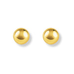 Aretes de broquel Tita, diseño de bola lisa de 10mm, grandes, en acabado pulido de oro laminado