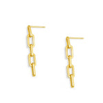 Aretes colgantes de eslabones de cadena y broquel, vistos de perfil, en oro laminado de AMBAR Joyería