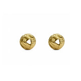 aretes canastilla con textura labrada elaborada en oro laminado de AMBAR joyería