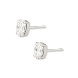 aretes chispita oval Transparente de 8mm elaborados en plata 925 de AMBAR joyería fina