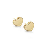 Aretes corazón elaborados en oro laminado 18k, diseño femenino ideal para todos los días de AMBAR Joyería