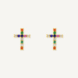 Aretes Cruz Color Cristal