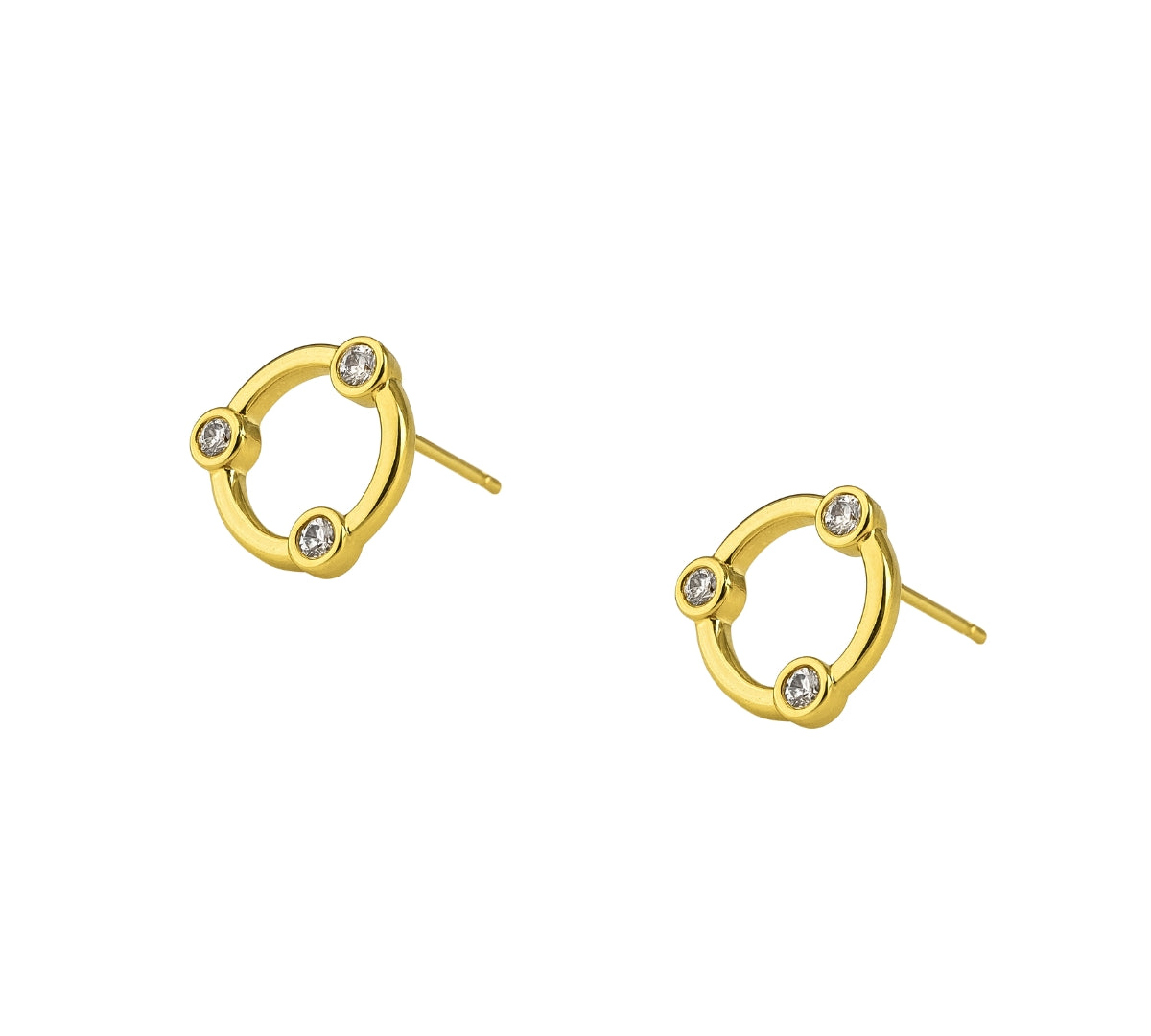 Aretes July esfera calada con cristales de lado elaborada en oro laminado de AMBAR joyería