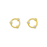Aretes July esfera calada con cristales elaborada en oro laminado de AMBAR joyería