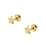 aretes para niña estrellita tiny con tope especial elaborado en oro laminado de AMBAR joyería