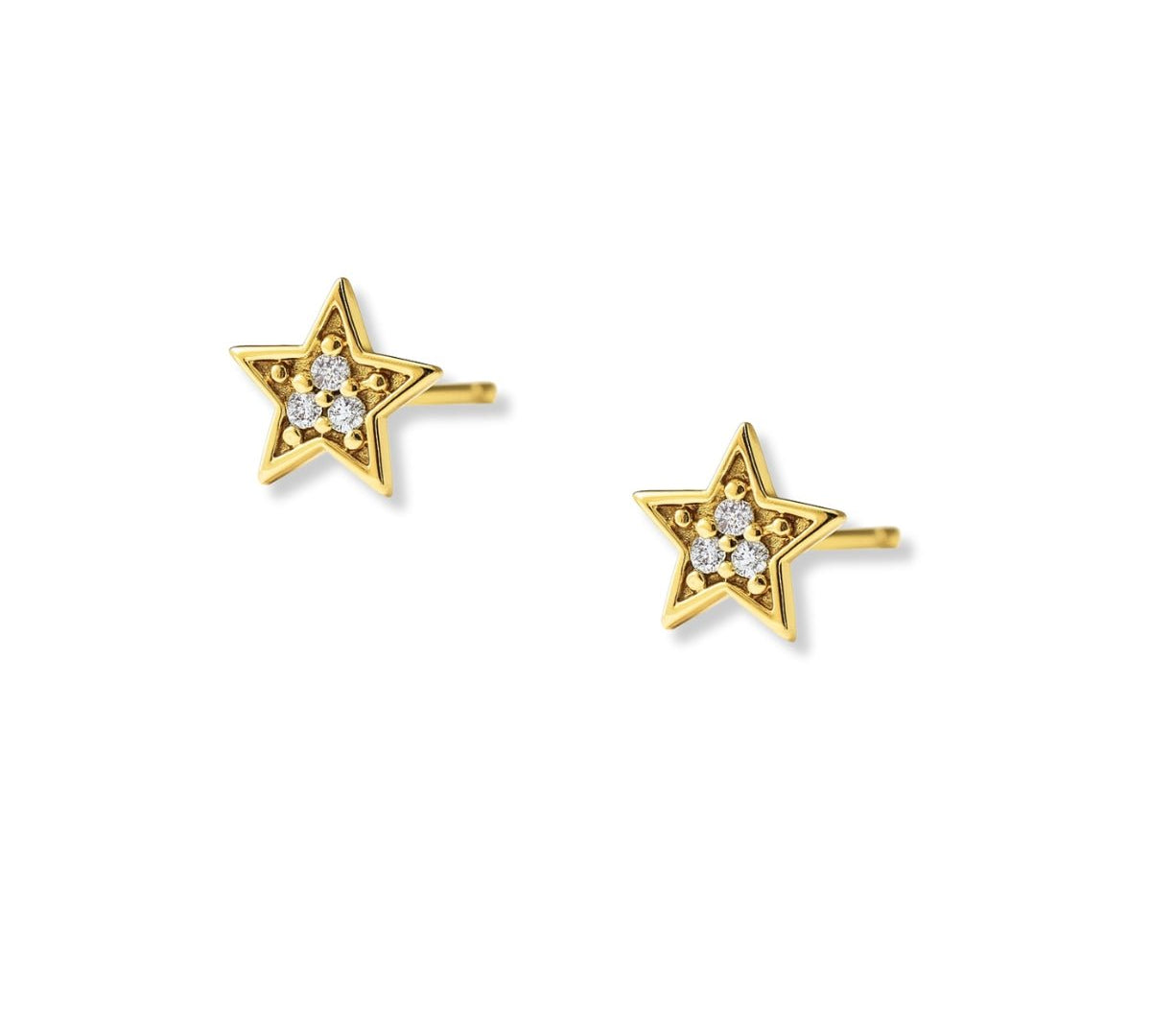arete estrella tina con cristal de perfil elaborado en oro laminado de AMBAR joyería
