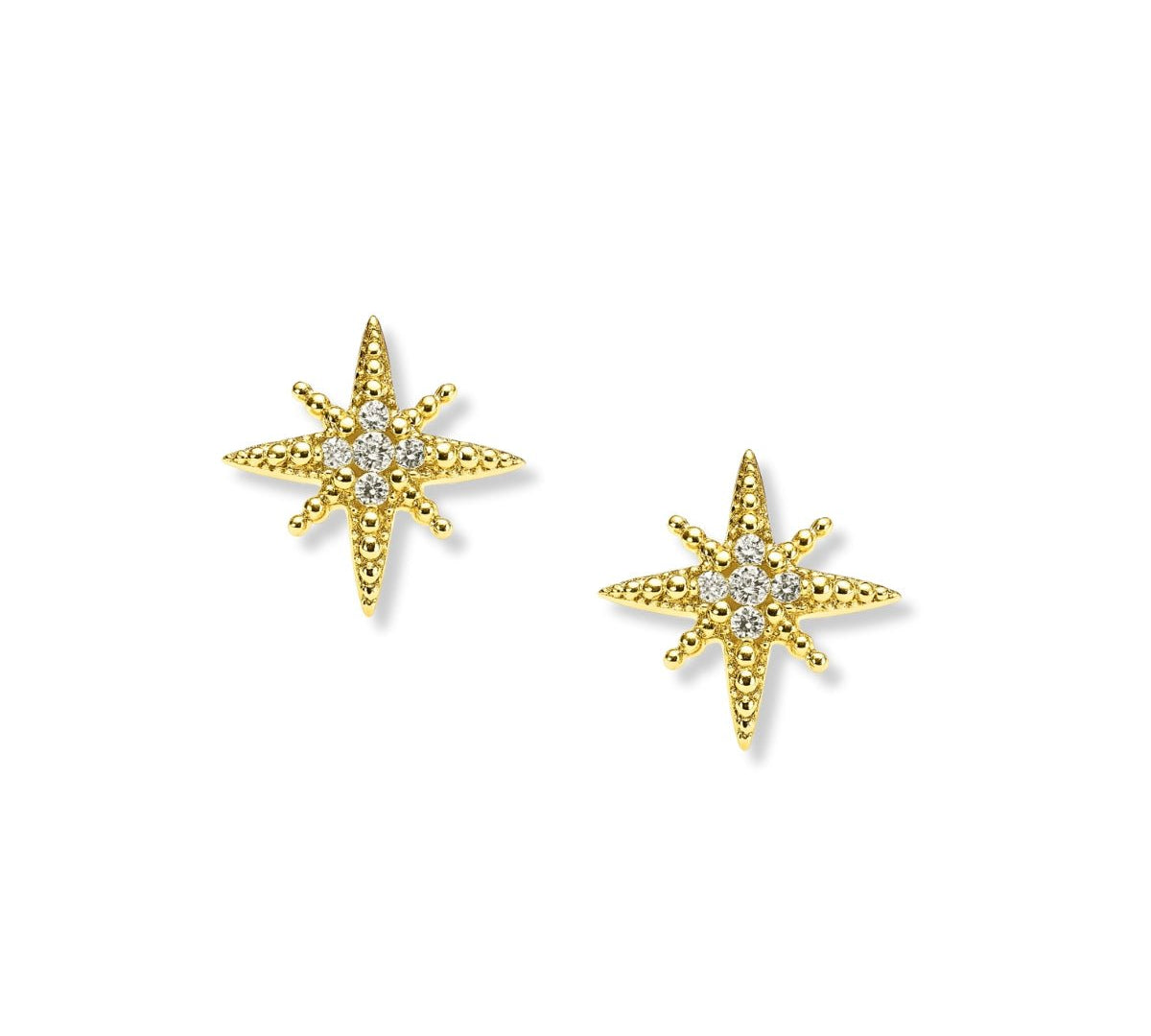 Aretes Estrella Polar mini con cristales elaborado en oro laminado de AMBAR Joyería Fina
