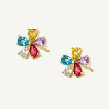 Aretes Flor Rainbow Cristal