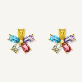 Aretes Flor Rainbow Cristal