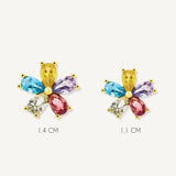 Aretes Flor Rainbow Cristal