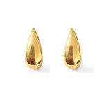 Aretes de broquel en forma de gota abultada, en acabado brillante de oro laminado