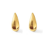 Aretes de broquel en forma de gota abultada, en acabado brillante de oro laminado