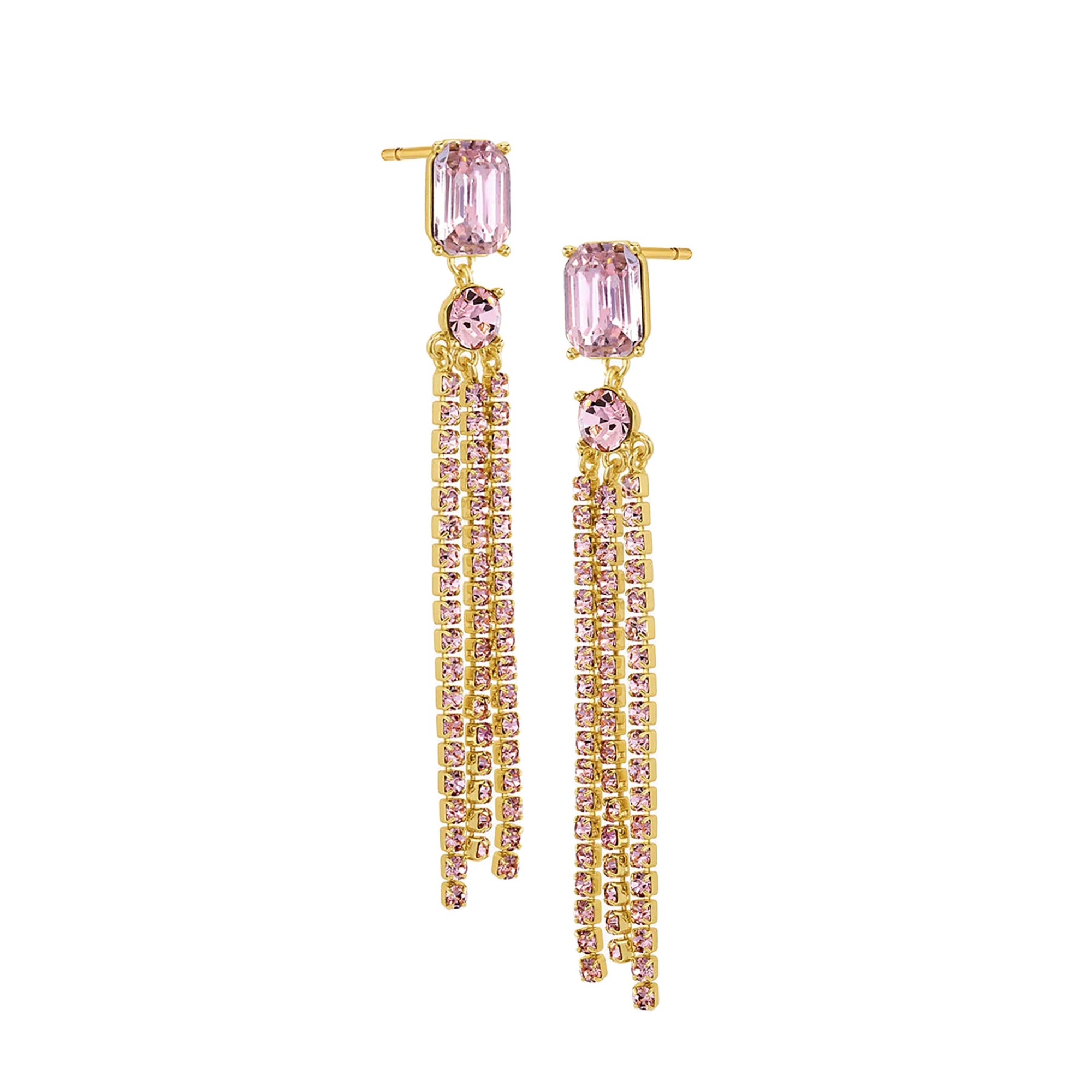 Aretes escalonados Kingston rosados enchapado en oro de 18K de AMBAR Joyería Fina